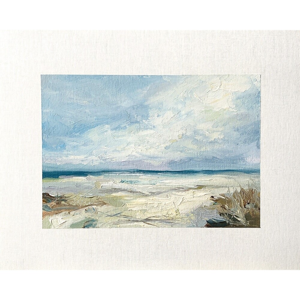 8x10 Original Oil Seascape Painting Landscape Beach Ocean Clouds Wall Art Signed